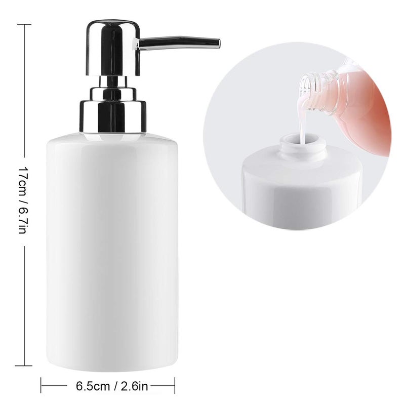 FE FUN ELEMENTS FE Soap Dispenser, 300ml/10oz Ceramic Liquid Soap Pump Dispenser, Refillable Dish Soap Dispenser for Kitchen Bathroom Washroom (White) - Image 3